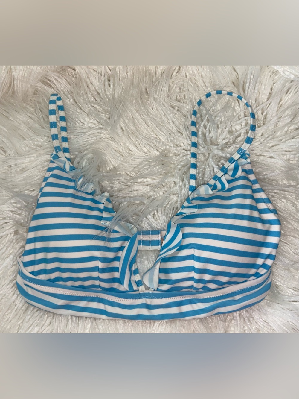 J. Crew Blue & White Striped Bralette Bikini Top